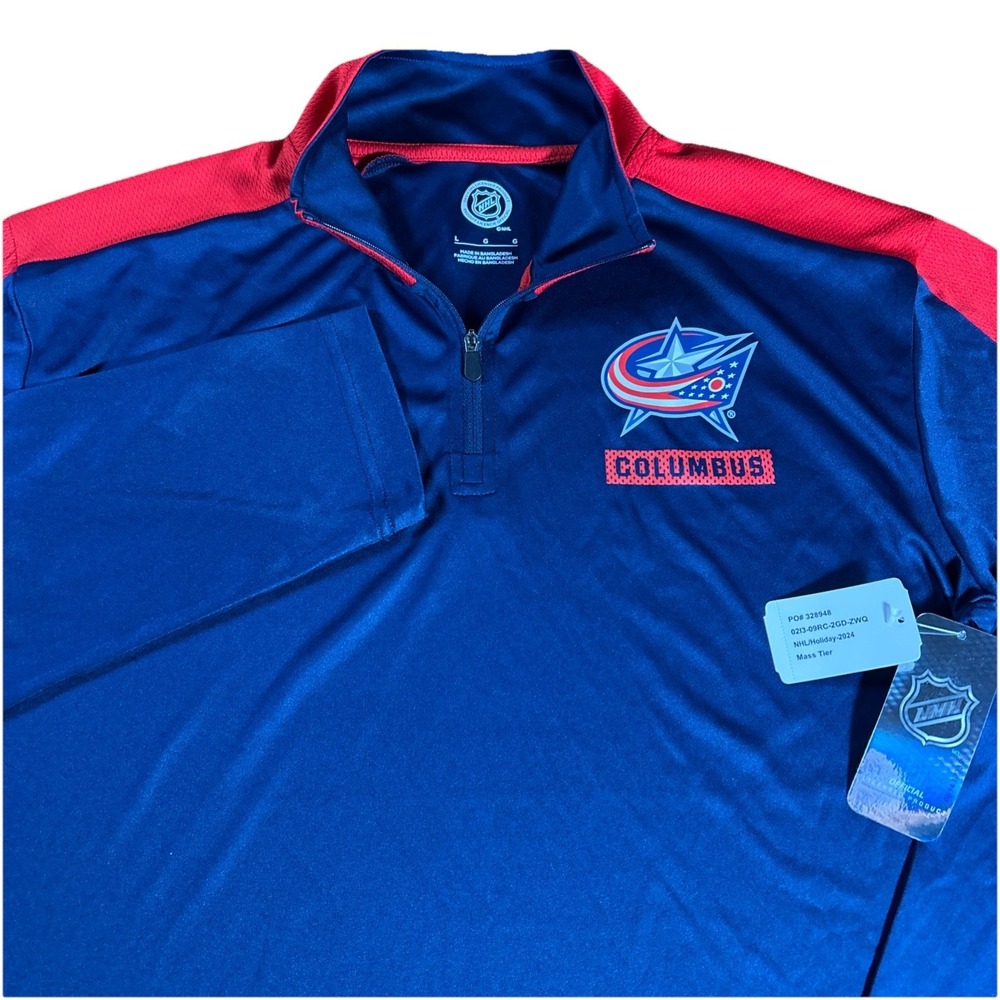 Columbus Blue Jackets 1/4 Zip‎ Men's L NWT Lightweight Pullover NHL Hockey Blue